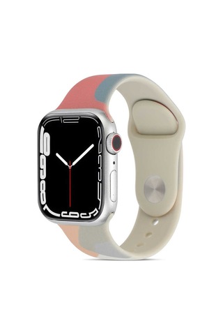 Apple Uyumlu Watch 7 8 41mm Kordon Karışık Renkli Silikon Kordon