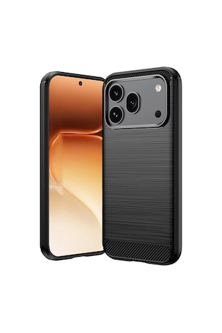 Honor 600 Pro 5g İle Uyumlu Brushed Carbon Fiber Silikon Kılıf - Siyah Al3332