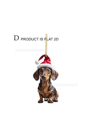 Qingmipy Yılbaşı Temalı Köpek Figürlü Araç İçi Dekor Asılı Akrilik Otomobil Aksesuarı - Dayanıklı Ve Şık Kırmızı
