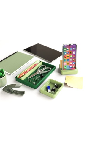 Tıdy Stack - Desk Organizer Modern Tasarımlı Çok Amaçlı Masaüstü Organizer Yeşil