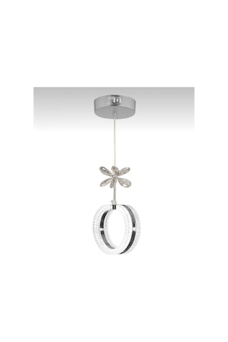 Aurea Model Gümüş 3 Renk Modu Ledli Kristal Taşlı Modern Salon Mutfak Oturma Odası Sarkıt Led Avize Gümüş