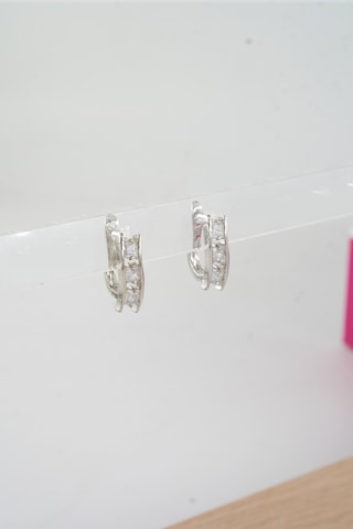 Byzeynaaksesuar Kadın Özel Tasarım Zirkon Taşlı 2'li Minimal Küpe 0018 Çok Renkli