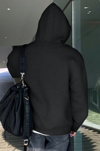 Genius Store Erkek Sweatshirt Kanguru Cepli İçi Polarlı 3 İplik Kapüşonlu Oversize Sweatshirt Kanguru-sweatshırt Siyah
