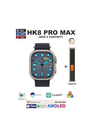 Watch 8 Ultra Hk8 Pro Max 2.05 Hd Amoled Ekran Chatgpt'li Yapay Zeka Sistemli Versyon 2