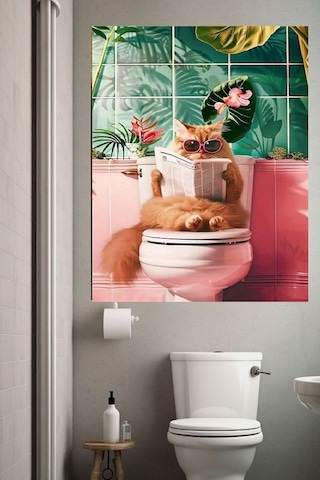 Wc Kedi 2 Komik Kanvas Tablo Ev Duvar Salon Ofis Dükkan Hediyelik Dekarasyon Süsü