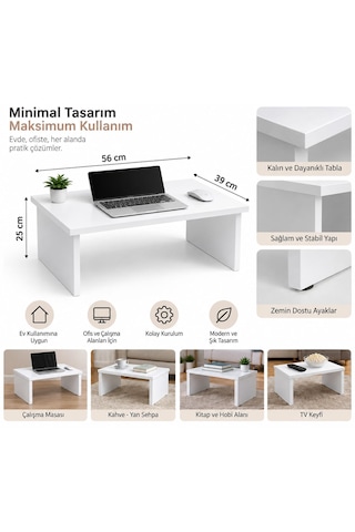 Pratik Laptop Sehpası Beyaz