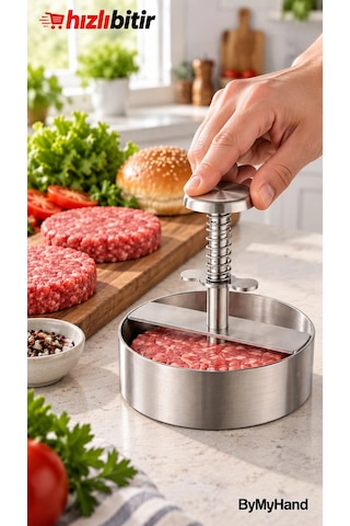 Bymyhand Paslanmaz Çelik Hamburger Ve Köfte Kalıbı Hamburger Press Şekillendirici Pratik Köfte Yapm Metal