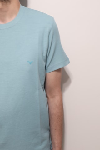Santa Dmctekstil Erkek Tshirt-1111-1435 Düz Spor Kesim Rahat Kalıp Bisiklet Yaka T-shirt Turkuaz