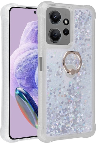 Xiaomi Uyumlu Redmi Note 12 Pro 4g Kılıf Zore Simli Sıvılı Yüzüklü Milce Kapak