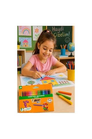 Mum Boya 24 Lü 1 Paket Bic 24 Renk Mumboya Elleri Kirletmeyen Yıkanabilir Silinebilir Karton Kutu Plastidecor Çok Renkli