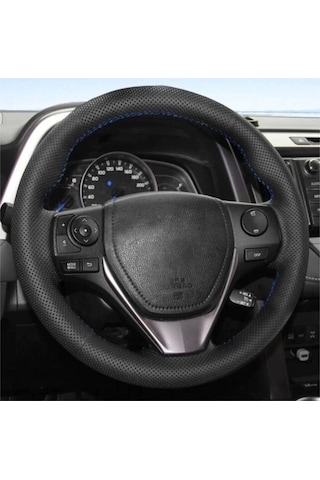 Direksiyon Kılıfı Deri Dikişli Yumuşak Kokusuz Dikmeli Düz - Mavi