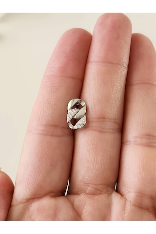 Eva Takı Store Gurmet Zincir Model Kıkırdak Tragus Helix Piercing Gümüş Renk Küpe Gümüş