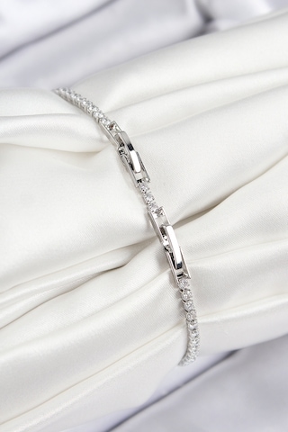 Pirinç Zirkon Taşlı Pembe Kalp Model Gümüş Renk Kadın Bileklik - Tj-bb7698 Diğer