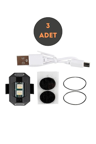 3 Adet Mini Uçak Kanat Led Kablosuz Aircraft Rgb Led Lamba Kablosuz Mini Çakar Usb Şarjlı Renkli