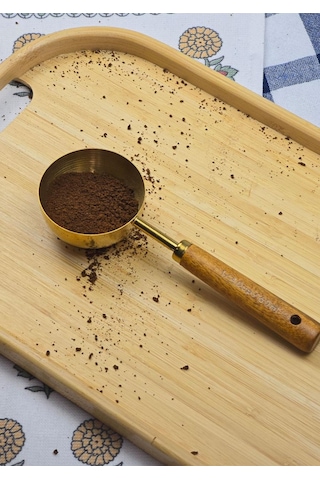 Ahşap Saplı Gold Ölçü Kaşığı - Kahve Ölçüm Kaşığı - 60 Ml Gold