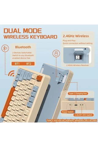 Miaxtreme Freewolf M96 2.4g+bt5.0 Çift Bağlantılı Tft Led Ekranlı Manyetik Switch Reinbow Gaming Oyuncu Klavye