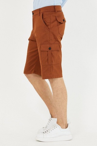 Erkek Lacivert Renk Kargo Yandan Cepli Esnek Kumaş Slim Fit Kapri Şort M