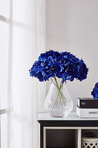 Hangfox 10 Adet Mavi Ipek Hortensya Yapay Çiçek, 54 Yapraklı Saplı, Nikah/parti/ev Dekorasyonu, Dıy Çiçek Dizaynı