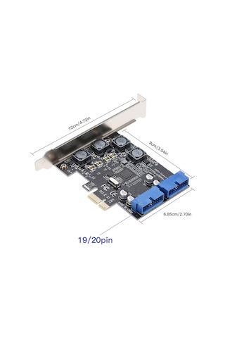 Yaozixa Masaüstü Bilgisayar İçin Pcı-e'den Usb3.0'a 4 Portlu Genişletme Kartı, Ön Panel 19/20pın Bağlantıları, Geri Besleme Gerektirmeyen Optik Sürücü Konumlu