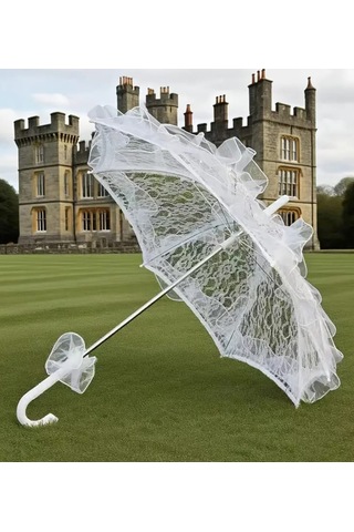 Atay Garage Şemsiye 60-58 Ebatlarinda Gelin Düğün Nişan Çekimleri Özel Günlerde Resim Çekilmesi İçin İdealdir Beyaz