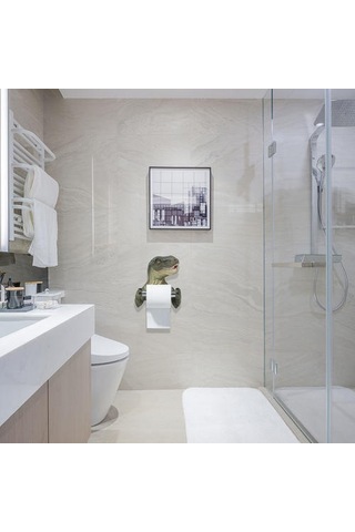 Dinozor Duvara Monte Tuvalet Kağıdı Tutucu Paslanmaz Çelik Doku Tutucu Banyo Kağıt Rulo Raf Duvara Montaj Banyo Ürün Kağıt Tutucular Yeşil 22 x 13.6 x 11.2 CM