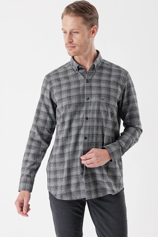 Siyah Uzun Kollu Ekoseli Gabardin Sert Yaka Cepli Casual Comfort Fit Gömlek 1004235113-siyah Siyah