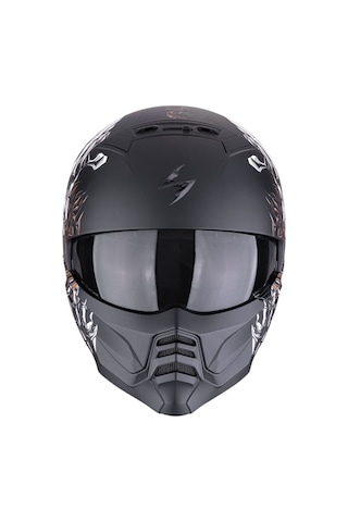 Scorpion Exo Combat 2 Genesis Modüler Motosiklet Kaskı Mat Siyah Beyaz Altın