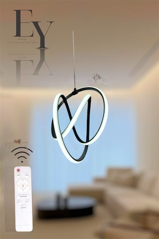 Ey Shop Siyah Venüs Model 3 Renk Led Kumandalı Avize Siyah