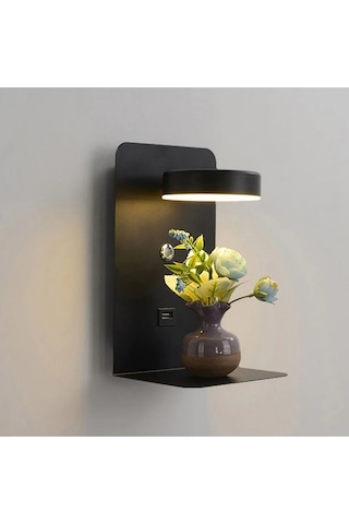 Reading USB -TYPE C Yatak Başı Led Aplik Mat Siyah