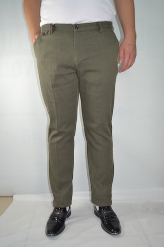 Battal Erkek Cizgili Reguler Pamuk Pantolon Haki
