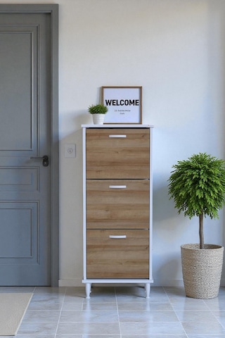 Eliusta Nefes Ayaklı 52 Cm Ayakkabılık Kapı Önü/antre 3 Düşer Kapaklı Meşe 52x127x26 Cm Ayakkabılık Meşe