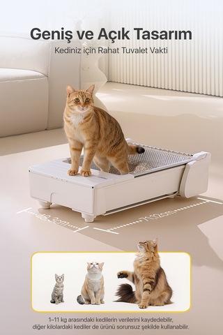C31 Açık Tasarımlı Otomatik Akıllı Kedi Tuvaleti App Kontrollü, Otomatik Temizleme, 38 Db Sessiz