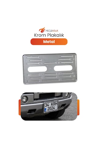 Krom Plakalık Metal Plaka Altlığı Paslanmaz Universal Araç Plaka Tutucu Şık Tasarım