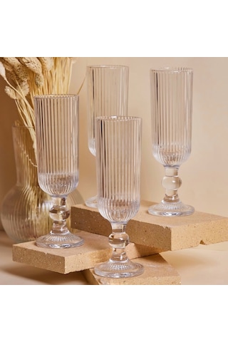 6 Adet Kristal Ayaklı Kahve Yanı Su Ve Meşrubat Bardağı