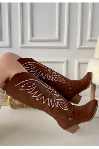 Jilla Taba Cilt Tak Çıkar Topuklu Bot Ve Çizme Taba1 Taba