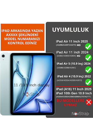 Novstrap İpad Uyumlu Air 1/air 2/ Pro 9.7 İnç 2015 2016 2017 2018 Popit Tablet Kılıfı Askılı Standlı Standlı Kapak