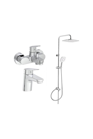 Artema Flow Round Lavabo Banyo Batarya + Artema A45787 LS20 Joy 3S Robot Duş Takımı Krom