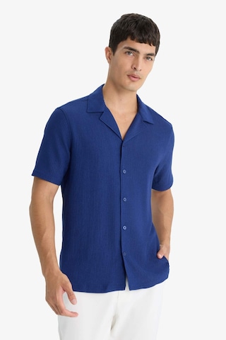 Defacto Modern Fit Polo Yaka Penye Kısa Kollu Gömlek C4125ax25smbe753 Mavi