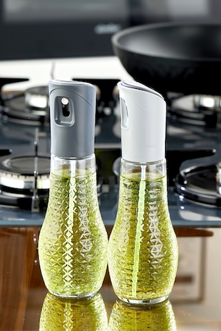 2'li Cam Sprey Airfryer Yağdanlık Püskürtmeli Zeytinyağı, Sirke Ve Sıvı Yağ Şişesi Mutfak Yağdanlık Gri