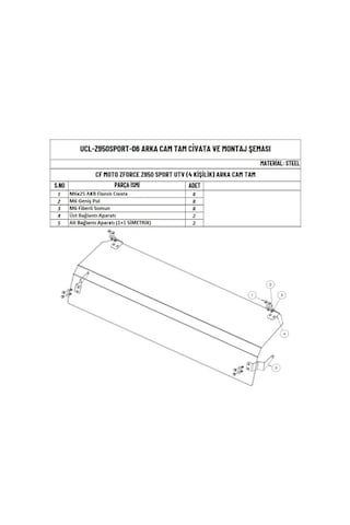 Moto Üçel Cfmoto Z Force 950 Utv 4 Kişilik Uyumlu Arka Cam