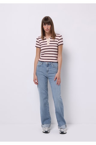 Colins Slim Fit Polo Yaka Çizgili Kadın Ekru Kısa Kol Tişört Cl1075503 Q1.v1 Ecr Ekru