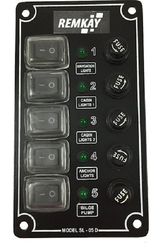 Tekne Sigorta Paneli, Karavan Sigorta Paneli, Switch Panel, 5'Li, 80X145Mm