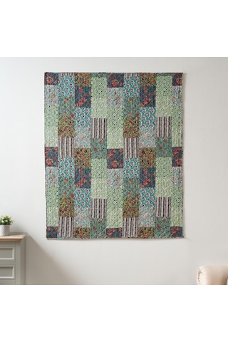 Greenland Home Jasmin Boho Tarzı Ters Çevrilebilir Örtü Yorganı, 127x152 Cm, Yeşim Taşı Çok Renkli