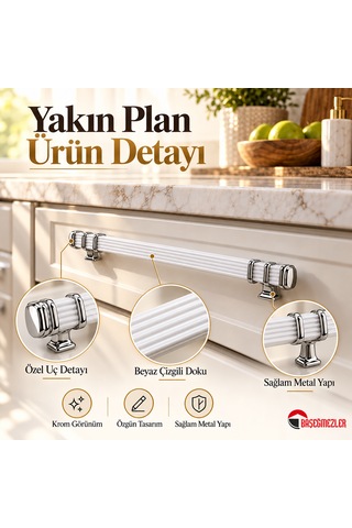 Haskan Kemer Kulp Krom/beyaz 128 Mm Krom - Beyaz