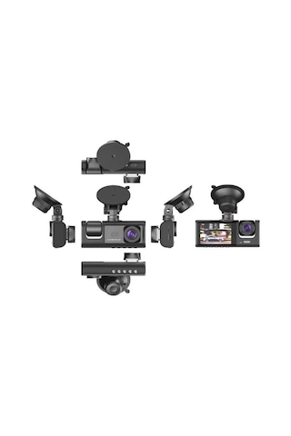 Ta-01 Siyah 1080p Araç İçi 3 Kameralı Lcd Ekranlı Gece Görüşlü , G-sensör , Geri Görüş Kamera