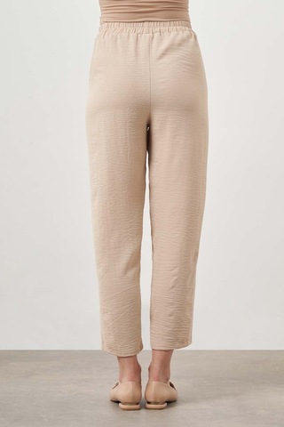 Mizalle Beli Lastikli Garni Bej Pantolon Bej