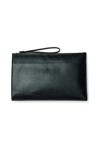 Beverly Hakiki Deri Siyah Kadın Cepli Fermuarlı Rfid Korumalı Portföy Çanta Siyah