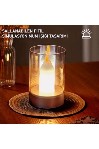 Cata Ct 8432 Tokyo Taşınabilir Mum Görünümlü Masa Lambası El Hareketini Algılayan Usb Şarjlı