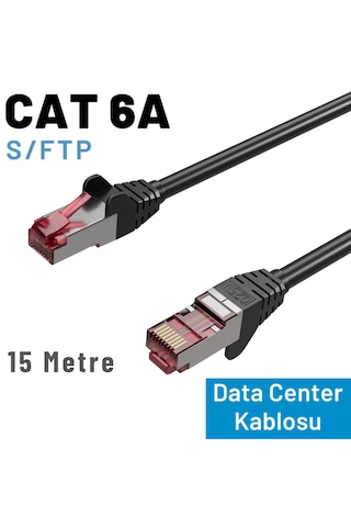 Irenıs 15 Mt Siyah Cat 6a S/ftp Ethernet Data Center Patch Kablo