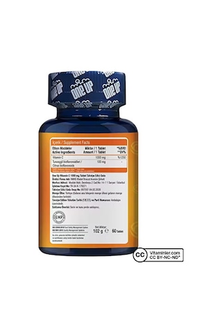 One Up C Vitamini 1000 Mg 60 Tablet 2 Adet